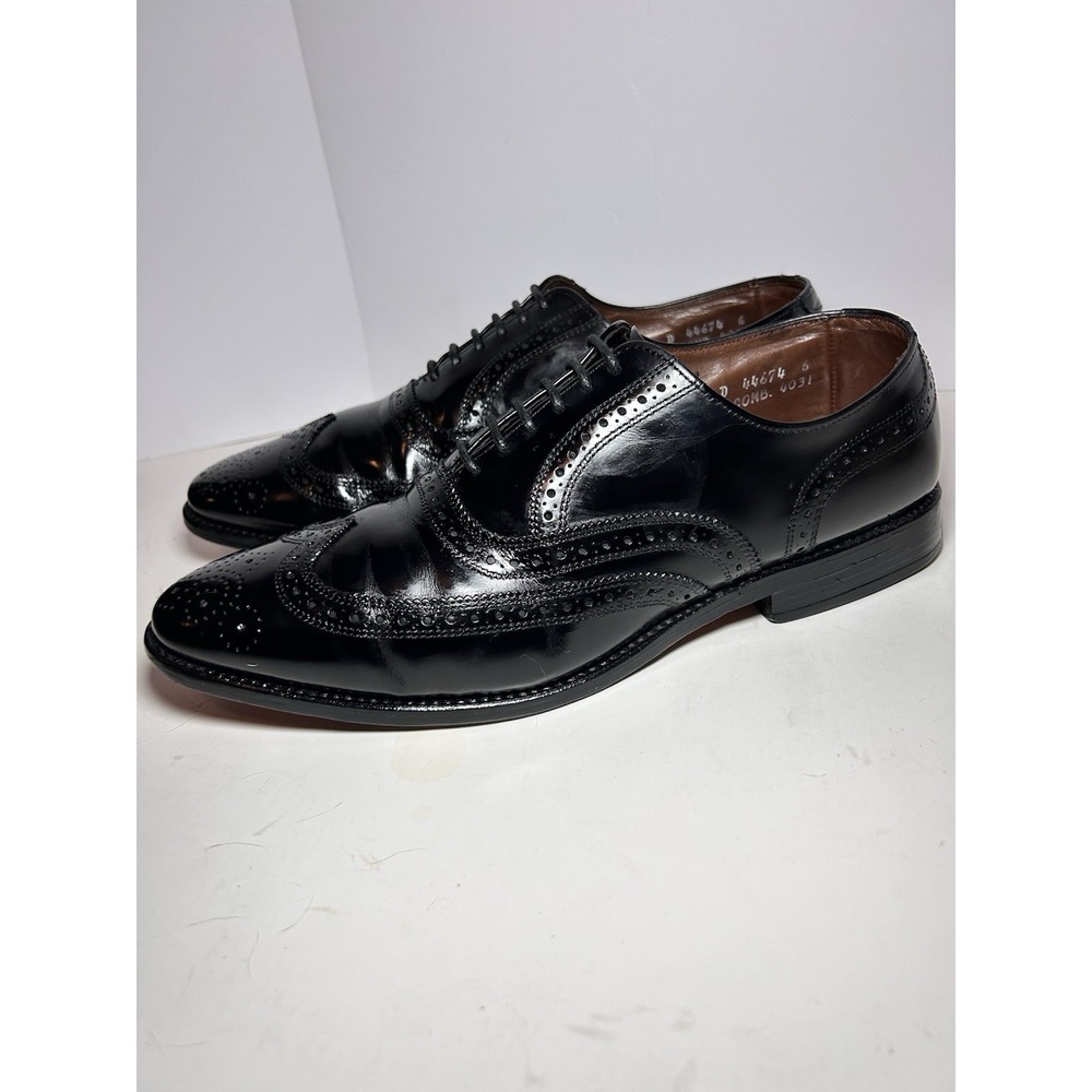 Allen Edmonds LLOYD Leather Wingtip Black Oxfords 0607 Size 9.5 D